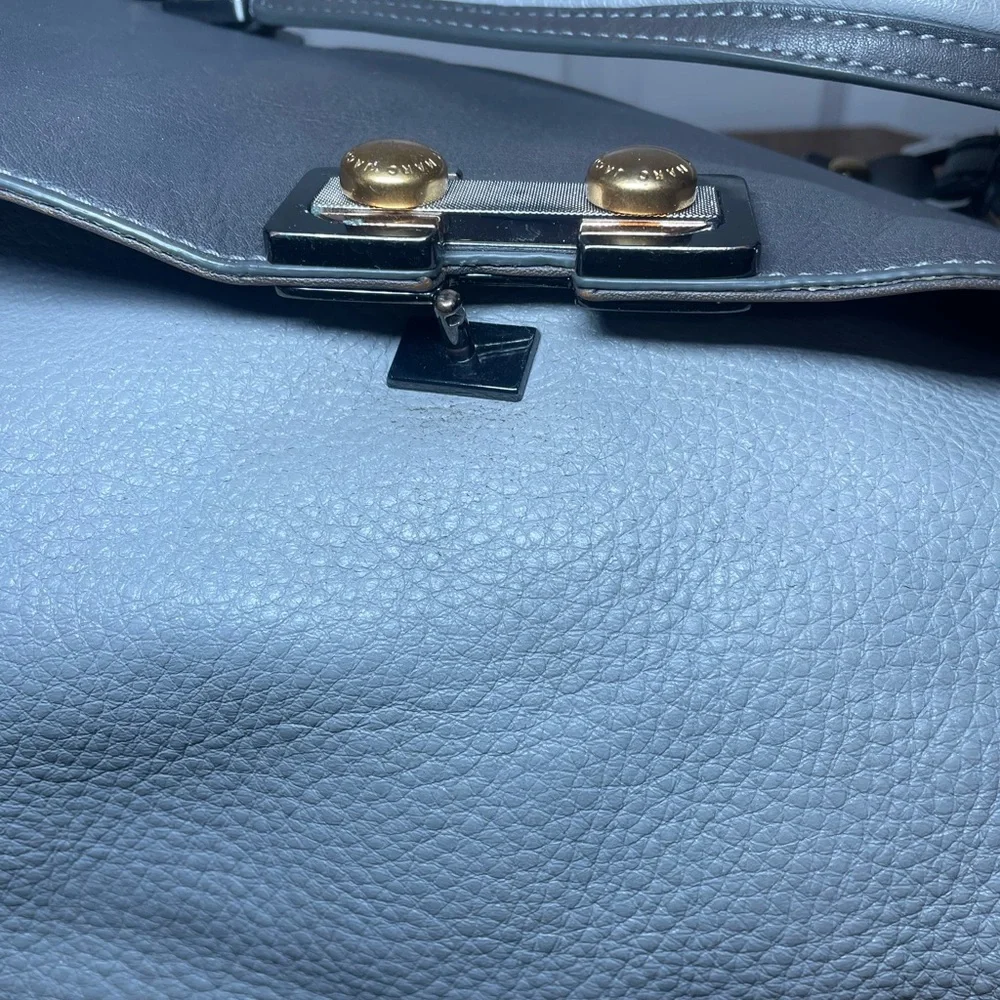 Marc by Marc Jacobs Bob’s Memphis Leather Satchel Crossbody Bag Gray Cream